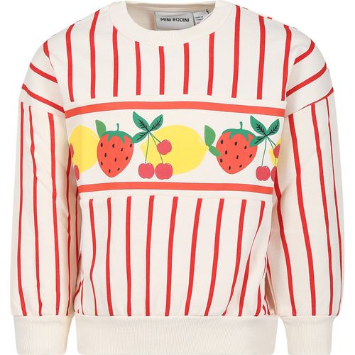 Ivory Sweatshirt For Kids With Fruit Print