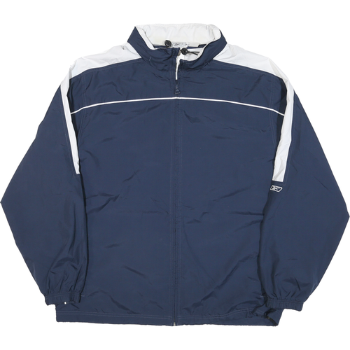 REEBOK Mens Navy & White Track Jacket XL Polyester Blend Zip Activewear