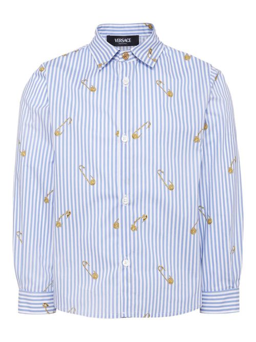 Medusa Safety Pin-print striped shirt - Blue