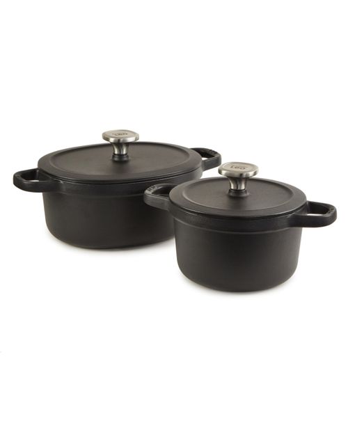 Leo Graphite 4pc Cast Iron Stockpot Set - Black
