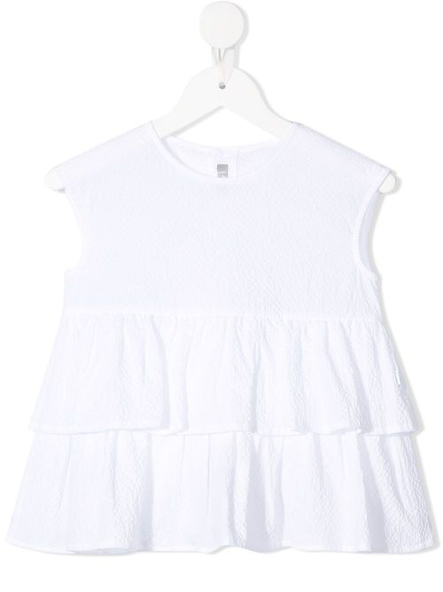 Ruffle-trim sleeveless blouse - White