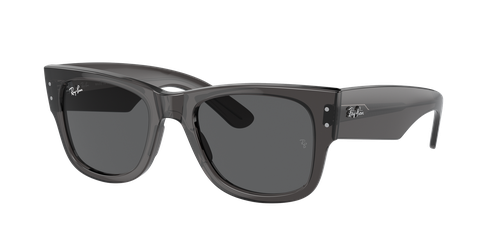 RAY-BAN Unisex Sunglasses RB0840S Mega Wayfarer  -  Frame color: Transparent Black, Lens color: Dark Grey