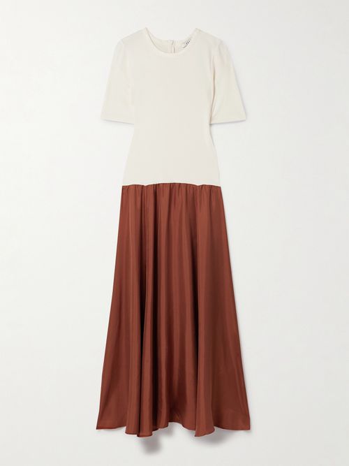 Stretch-knit And Silk-twill Maxi Dress - Ivory