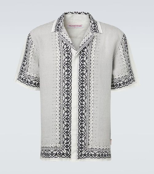 Maitan printed linen bowling shirt