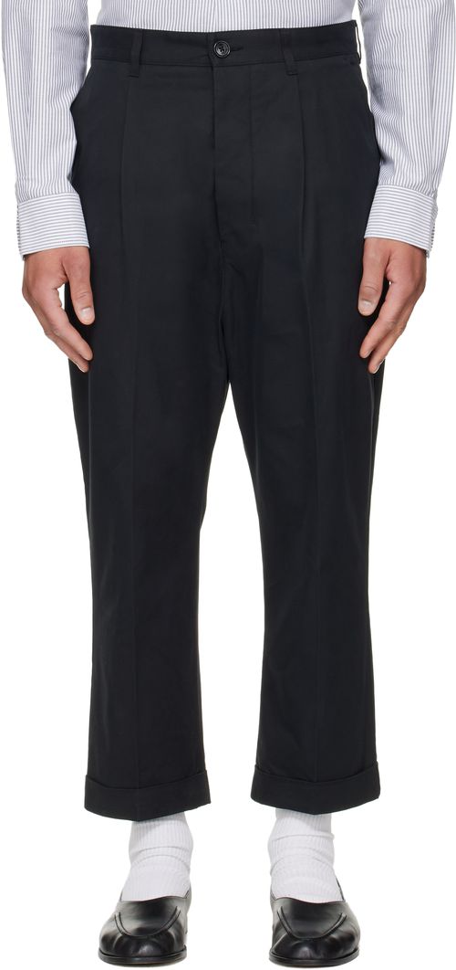 Black Cotton Carrot Oversized Trousers
