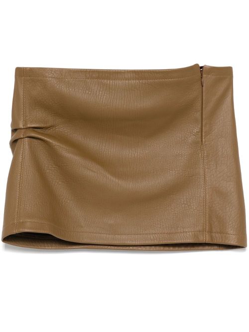 Leather mini skirt - Brown