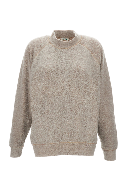 Textured Crew Neck Jumper With Raglan Sleeves And Reinforced Seams
