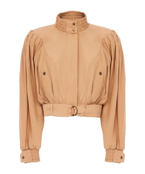 GATHERED CROPPED JACKET IN COTTON POPLIN