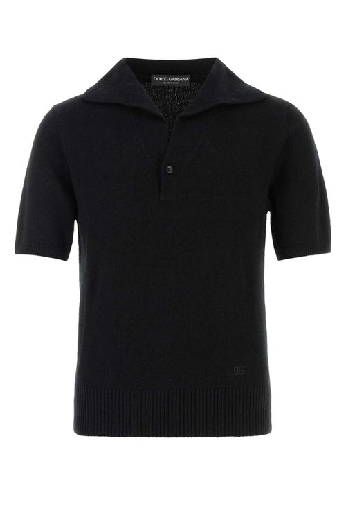 Black Cotton Blend Polo Shirt