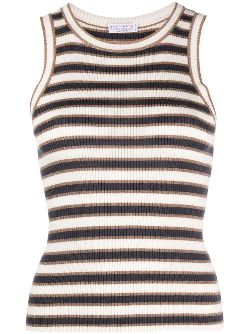 Striped knitted top - White