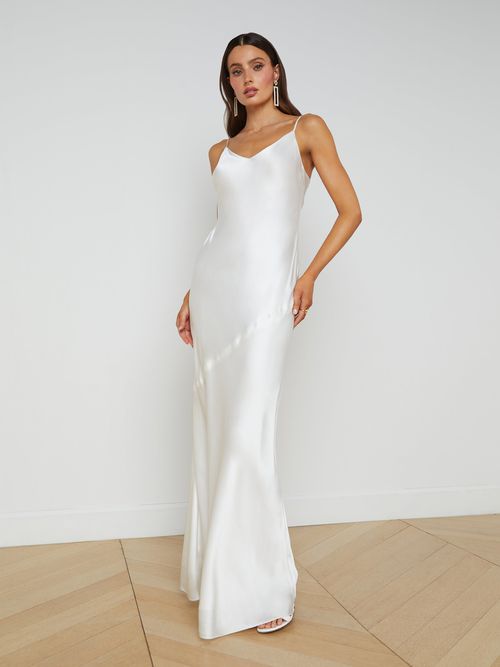 Serita Silk Slip Dress In White