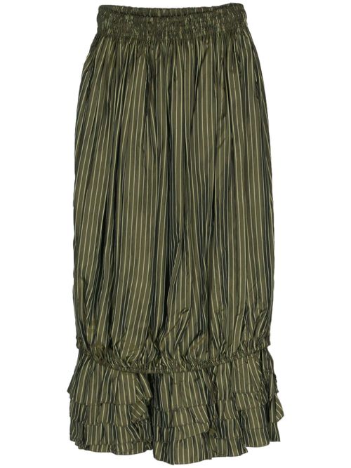 1990s stripe-print fluted skirt - Green
