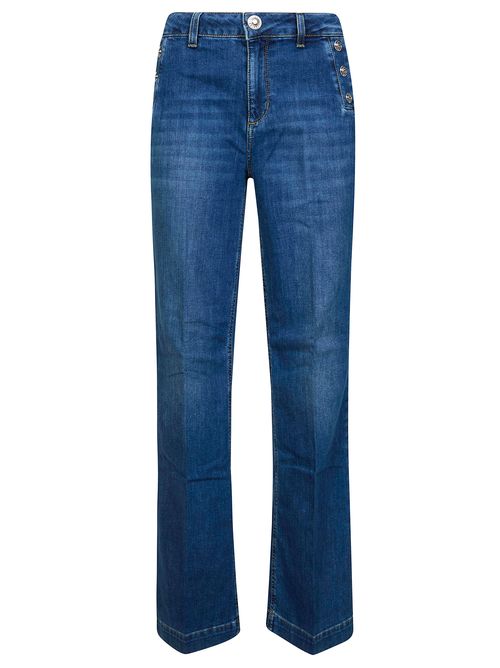 High-rise Flared Jeans with Buttons