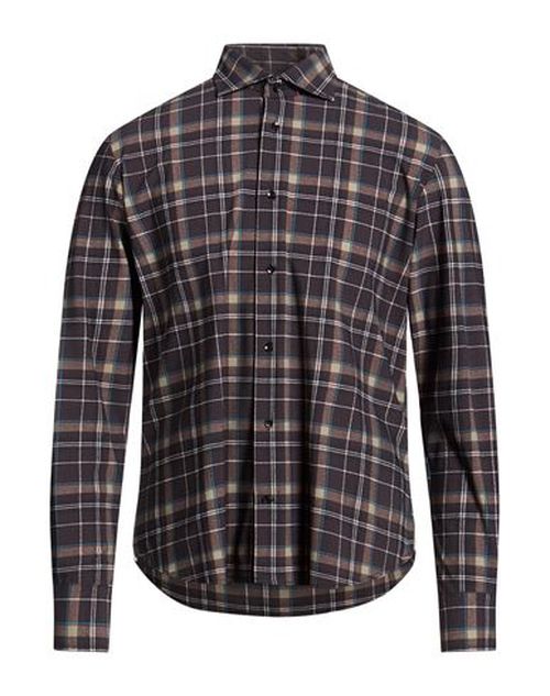Man Shirt Dark brown Size 16 Nylon, Elastane