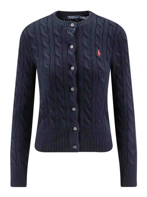 Cotton cardigan with contrasting logo