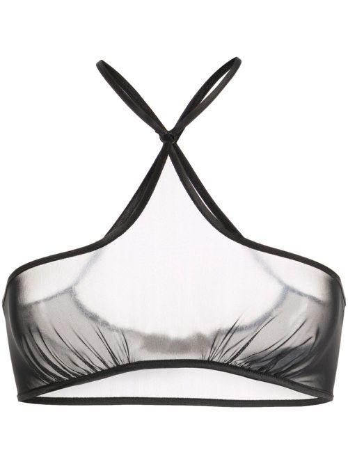 Sheer halterneck bra top - Black