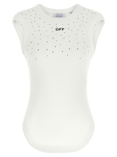 Swarovski-Embellished Viscose Tank Top — White