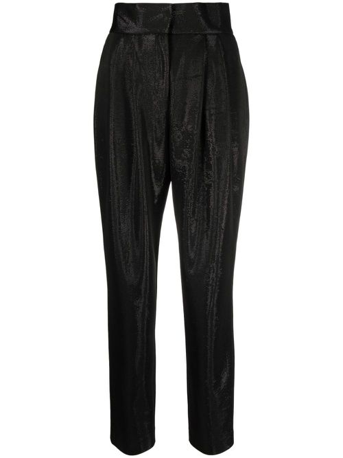 High-waisted cotton trousers - Black