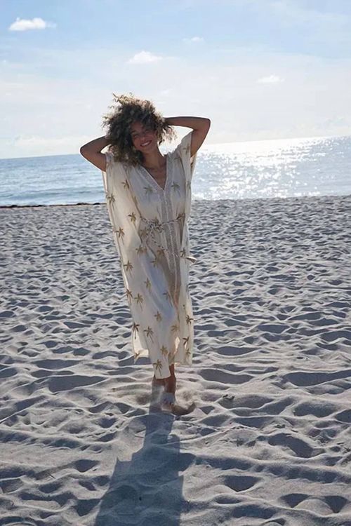 Goldie Kaftan Maxi Dress In Beige