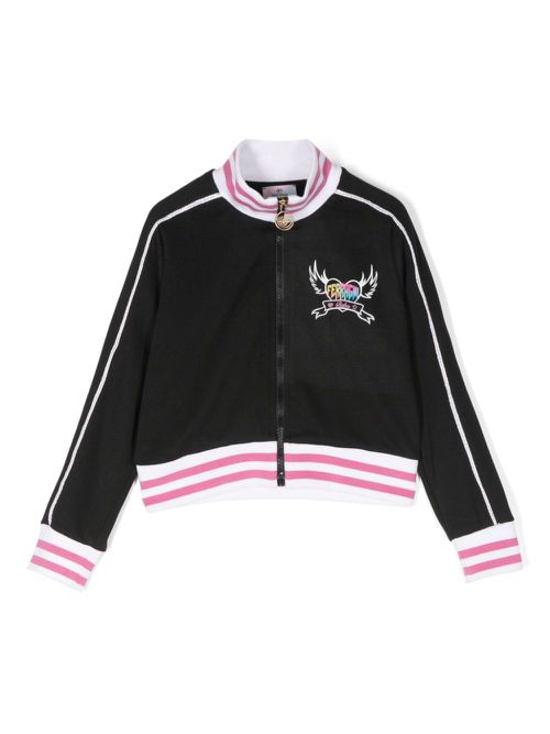 Logo-print varsity track jacket - Black