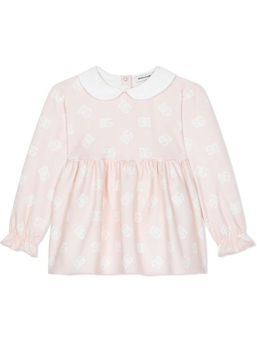 DG-logo cotton blouse - Neutrals