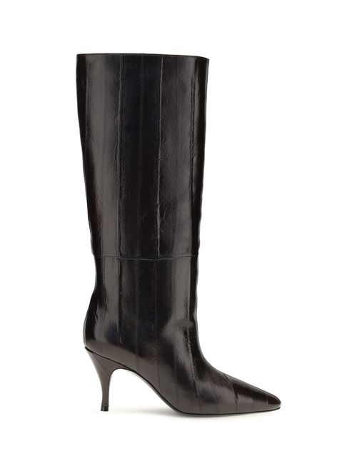 Calf Leather Pointed-Toe Boot — Brown