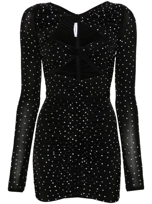 Crystal-embellished ruched minidress - Black