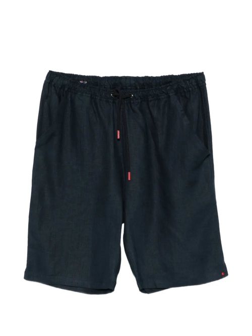 Linen Drawstring Shorts — Navy