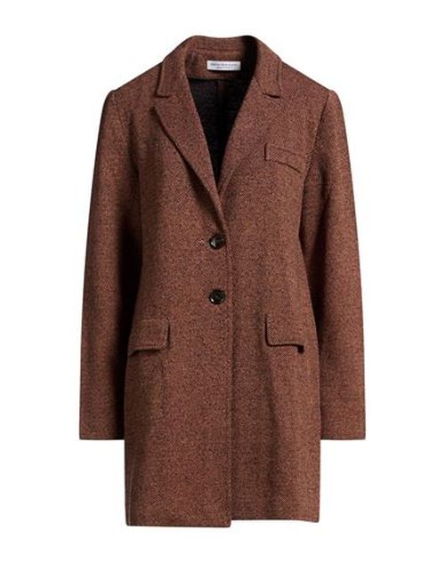 Woman Coat Brown Size 12 Wool, Silk, Polyacrylic