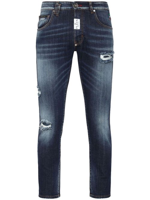 Logo-print skinny jeans - Blue