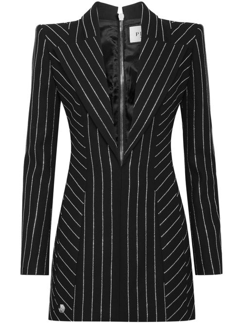 Cady pinstripe-pattern minidress - Black