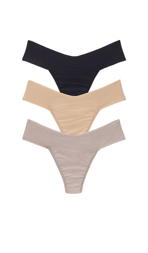 Hanky Panky Breathe Natural Rise Thong 3 Packs in Neutral. - XS also in S