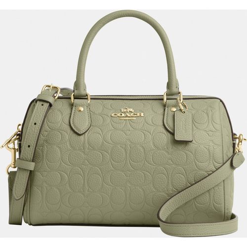 Coach Womens Rowan Satchel Bag In Signature Leather - Green - One