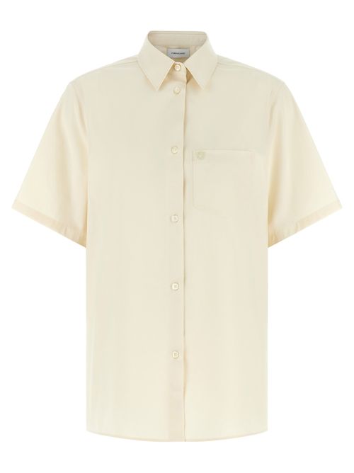 Cotton-Silk Blend with Gancini Embroidery Blouse — Beige
