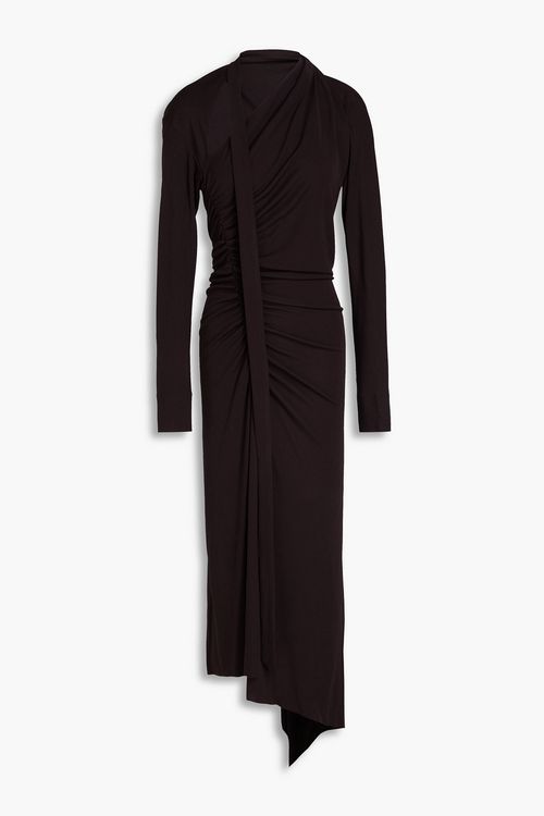 Ruched stretch-jersey maxi dress