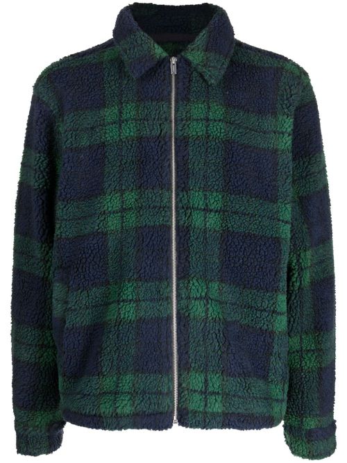 Checkered recycled polyester shirt jacket - Green