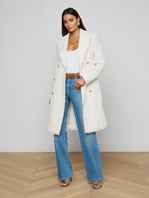 Cooper Tweed Trench Coat In Vintage White