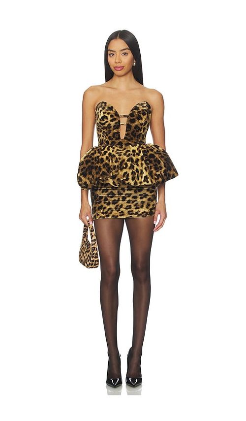 The New Arrivals by Ilkyaz Ozel Lia Cotton Peplum Mini Dress in Brown. - 34/2 also