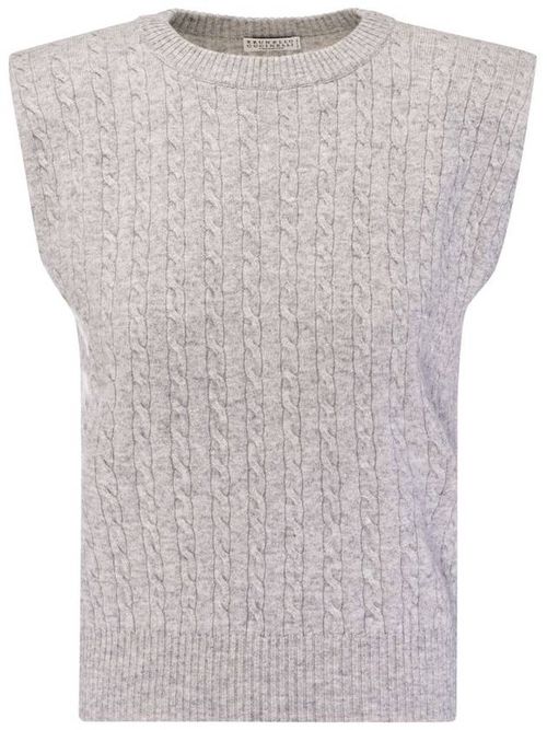 Sleeveless cable-knit top - Grey