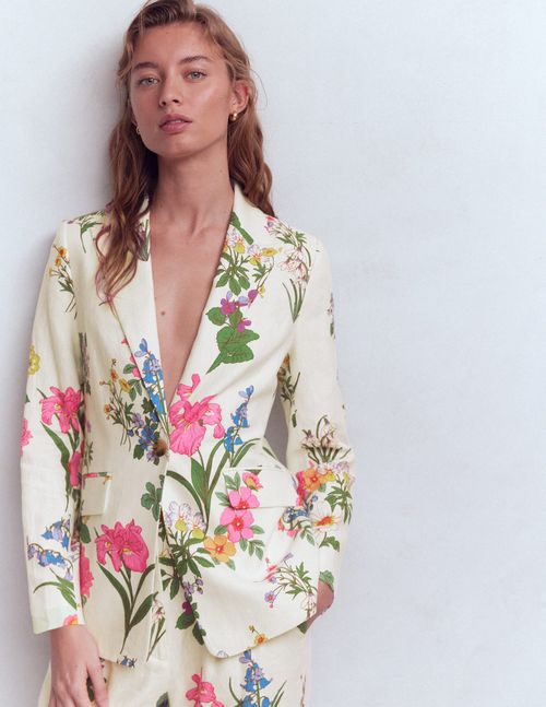 Women's Woodbridge Linen Blazer in White | Size 0