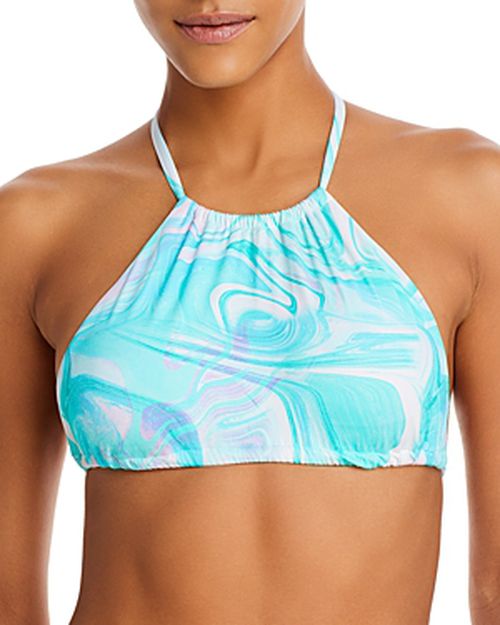 Swim Swirl Print High Neck Halter Bikini Top - 100% Exclusive