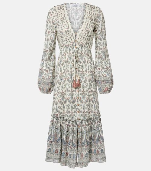 Vani paisley ruffled midi dress