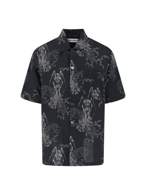 Paisley Print Cotton-Linen Shirt for Men