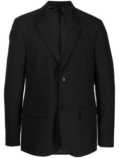 Single-breasted wool blazer - Black