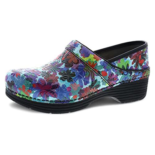 Dansko LT Pro Clogs for Women – Lightweight Rocker Bottom Footwear for Comfort and Support – Ideal for Long Standing Professionals Blue Dash Clogs