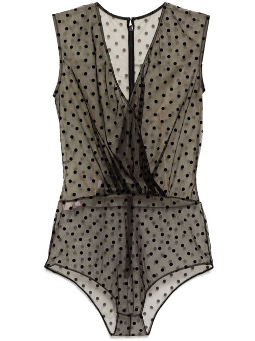 Dotted tulle bodysuit - Black
