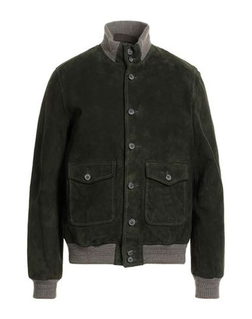 Man Jacket Dark green Size 42 Leather