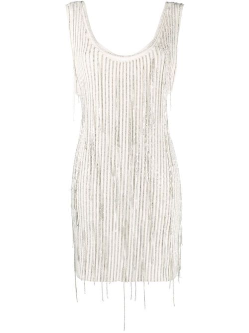 Crystal-embellished sleeveless dress - White