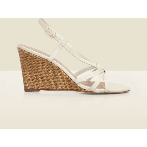 Sosandar Womens White Strappy Wedge Heel Sanda