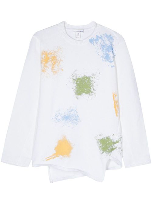 Spray-paint-effect asymmetric jumper - White